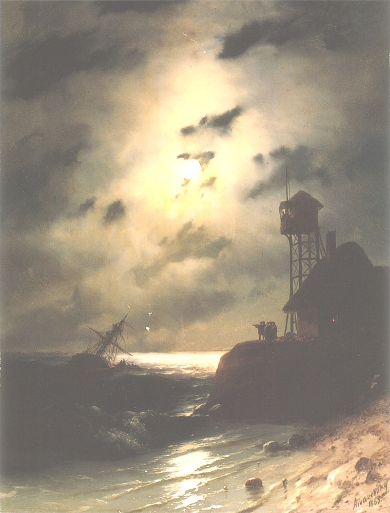 Moonlit Seascape With Shipwreck (1863).