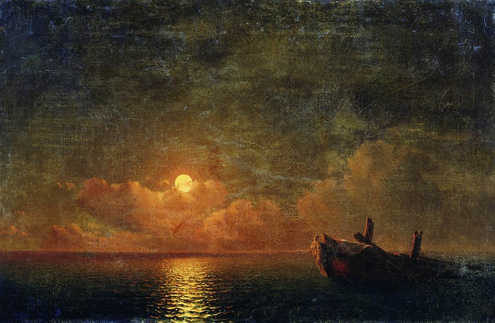 Moonlit Night. Wrecked ship (1871).
