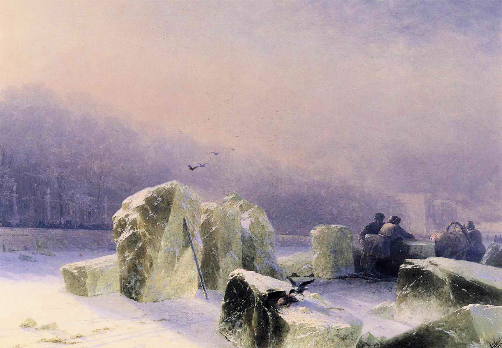 Ice Breakers on the Frozen Neva in St. Petersburg (1877).