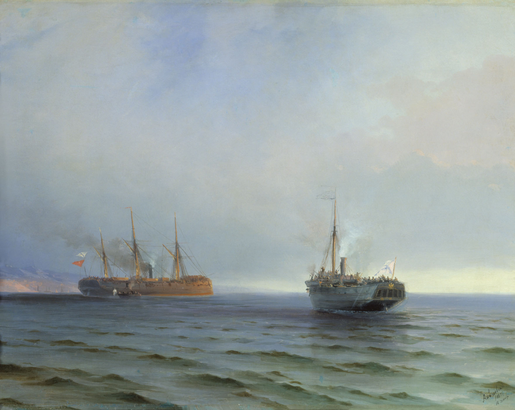 The capture of Turkish nave on Black sea (1877).
