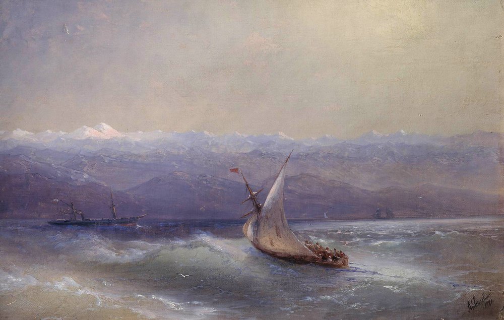 Sea on the mountains background (1880).