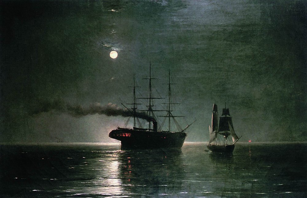 Ships in the stillness of the night (1888).