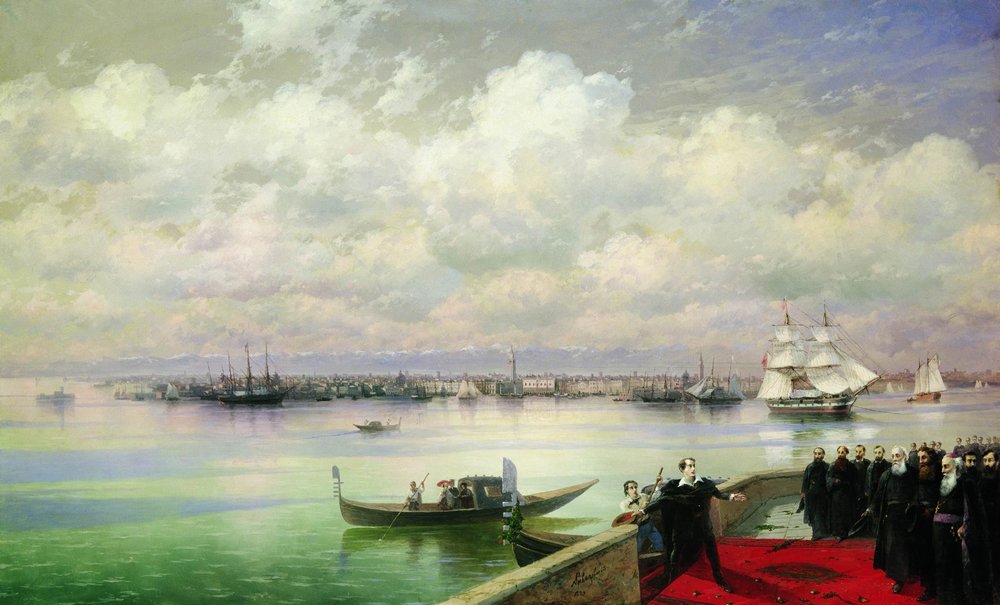 Byron visiting mhitarists on island of St. Lazarus in Venice (1899).