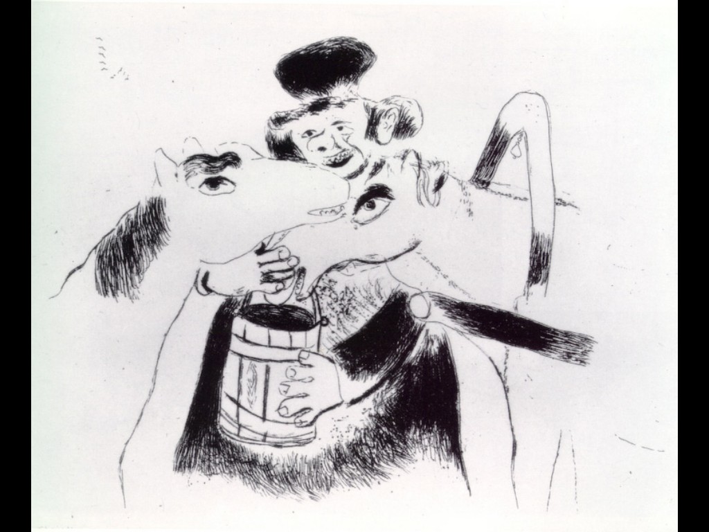 Coachman feeds a horses (1923).