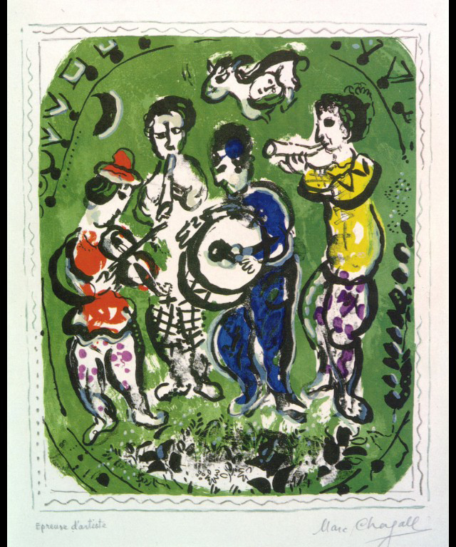 Musicians on a green background (1964).