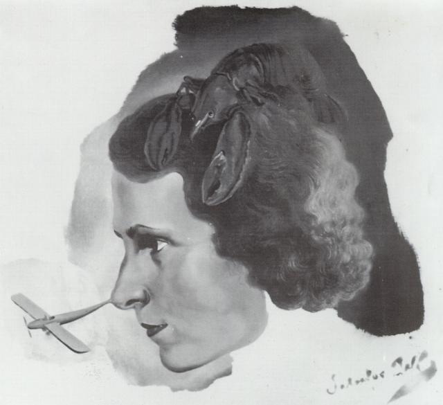 Portrait of Gala with a Lobster (Portrait of Gala with Aeroplane Nose) (1934).