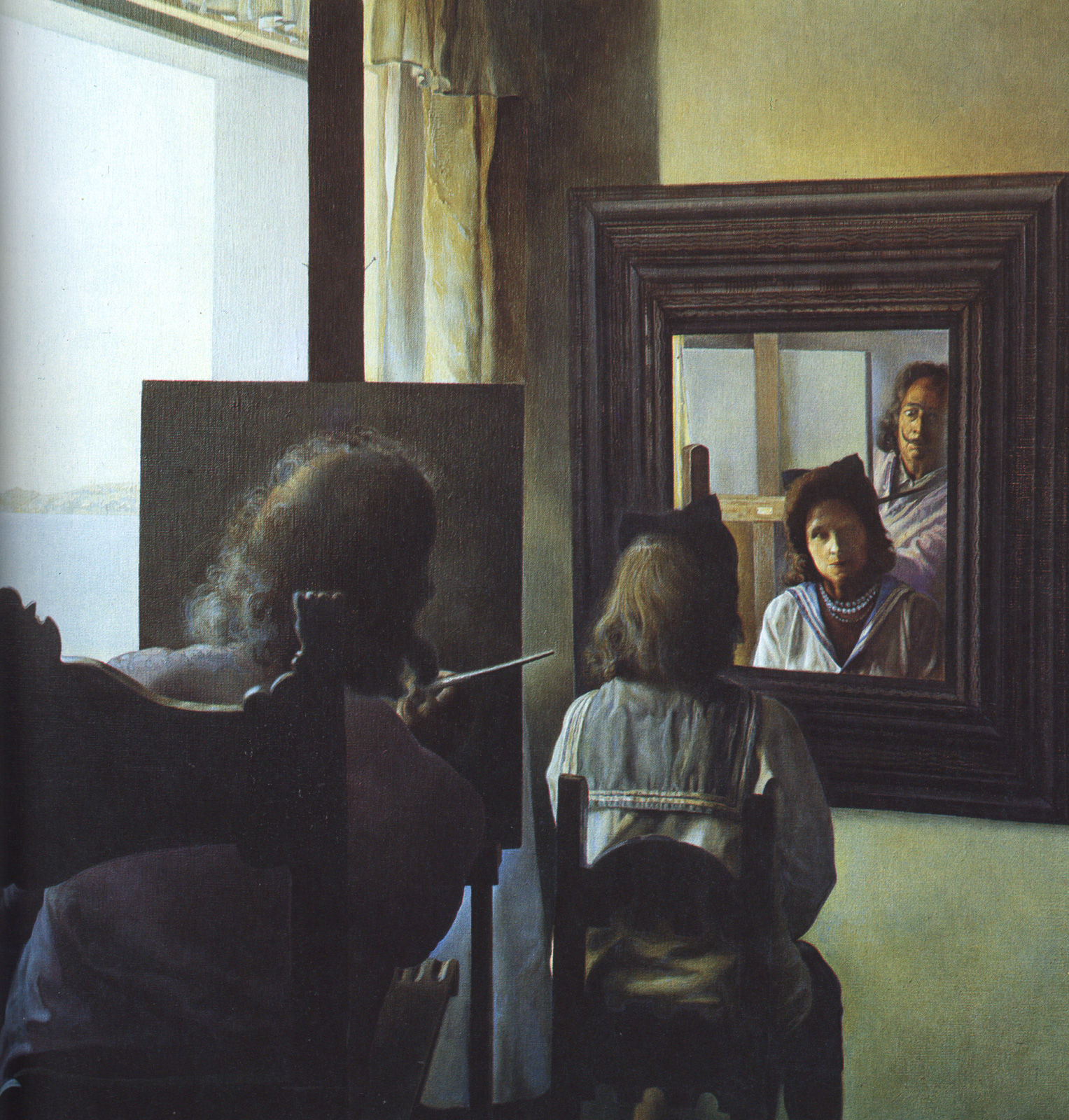 Dali from the Back Painting Gala from the Back Eternalized by Six Virtual Corneas Provisionally Reflected in Six Real Mirrors (1973).