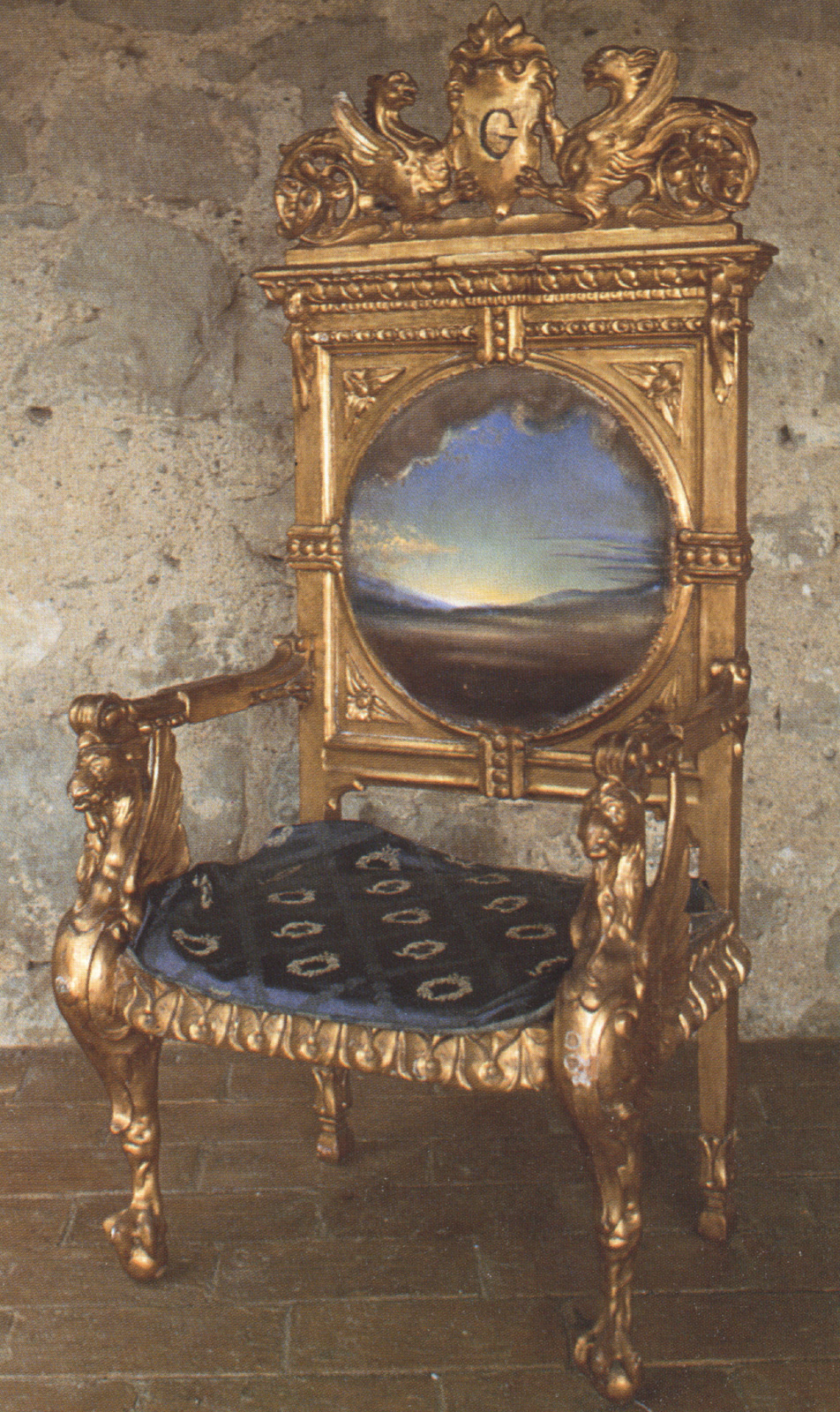 Armchair with Landscape Painted for Gala's Chateau at Pubol (1974).