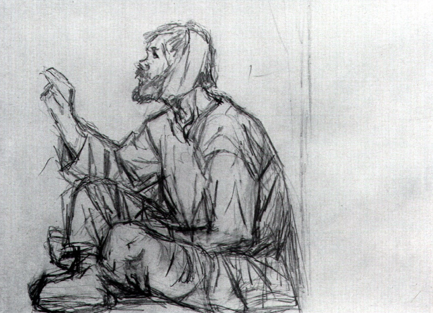 Whacky, seated on the ground (Study to 