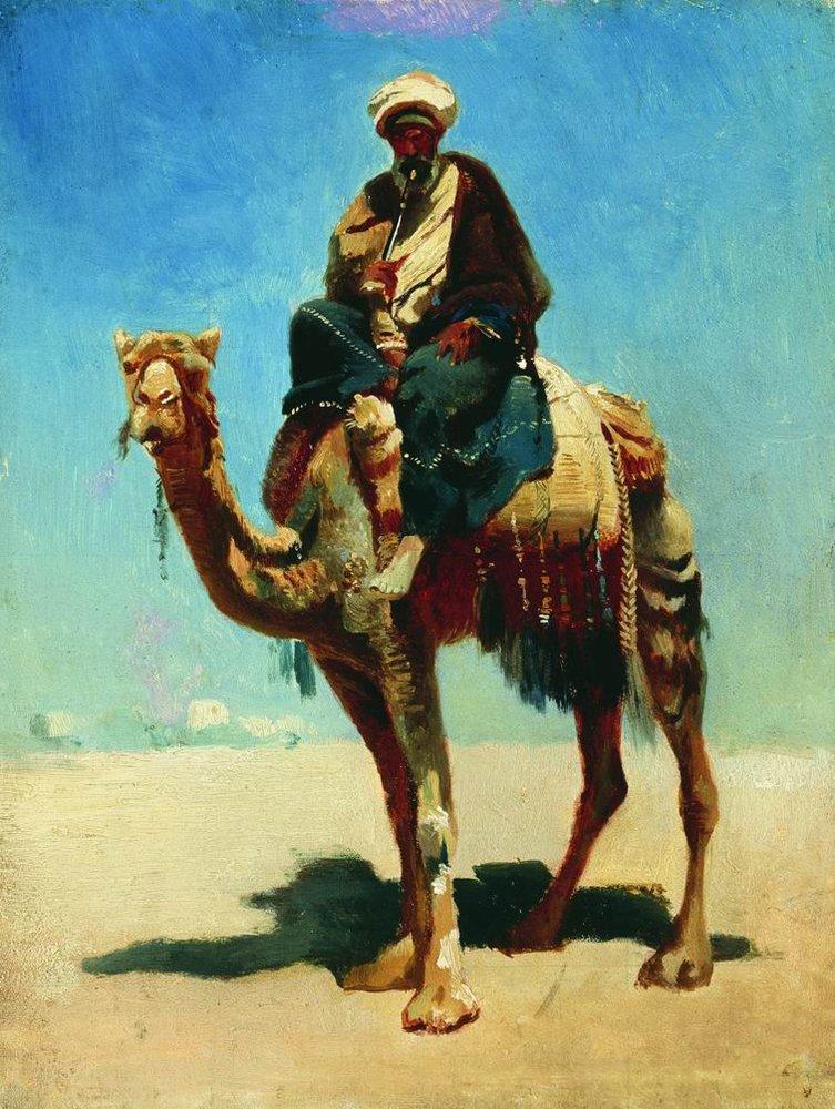 Arab on camel (1870).