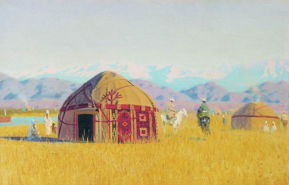 Kyrgyz tent on the Chu River (1870).