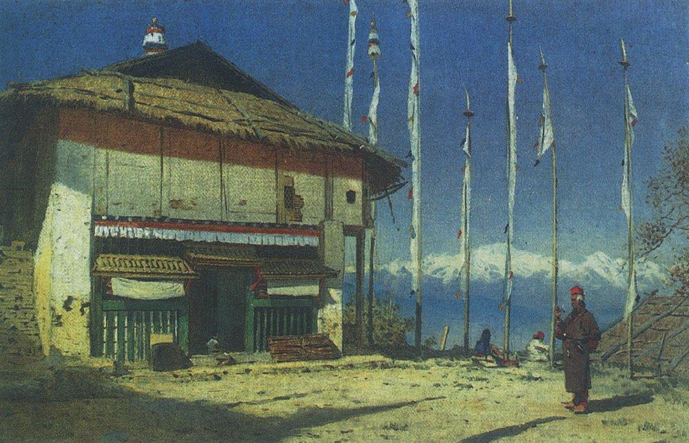 Buddhist temple in Darjeeling. Sikkim (1874).