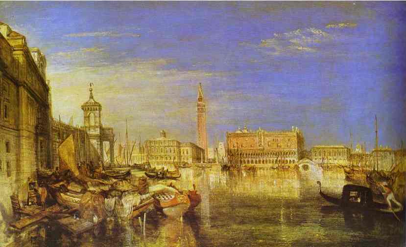 Bridge of Sighs, Ducal Palace and Custom House, Venice Canaletti Painting (1833).